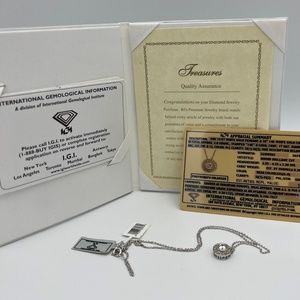 💖NWT 14K White Gold💖0.5ctw Natural Diamond Pendant on 18" Rolo Chain Nec…